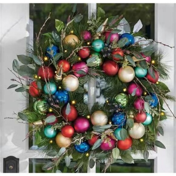 Artificial Christmas Wreaths for Front Door Home Decorations, 15.8 inches - Picture 2 of 4